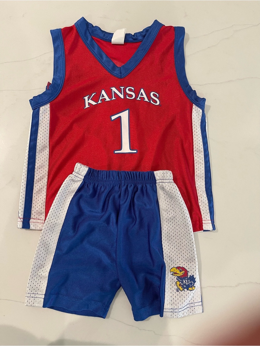 Kansas Jayhawks basketball jersey and shorts toddler